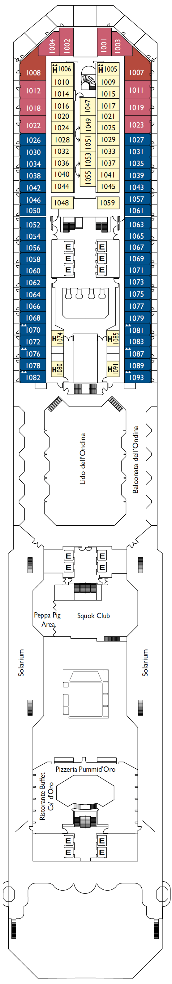 Deck plan for Deck 10 Escorial 