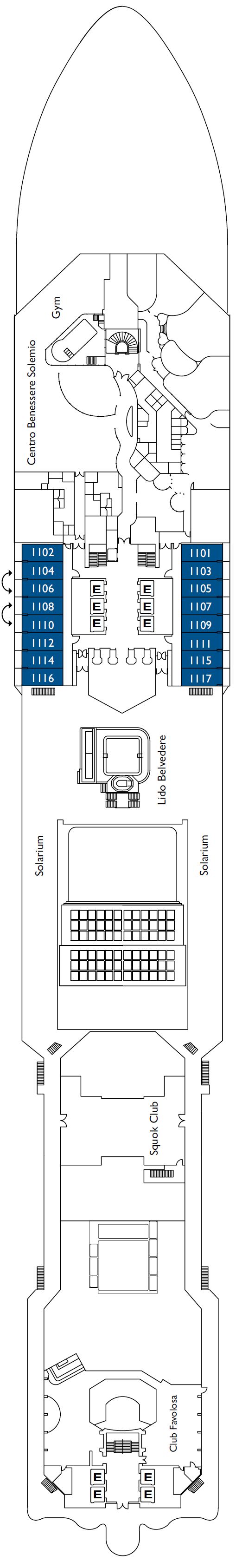 Deck plan for Deck 11 Luxembourg