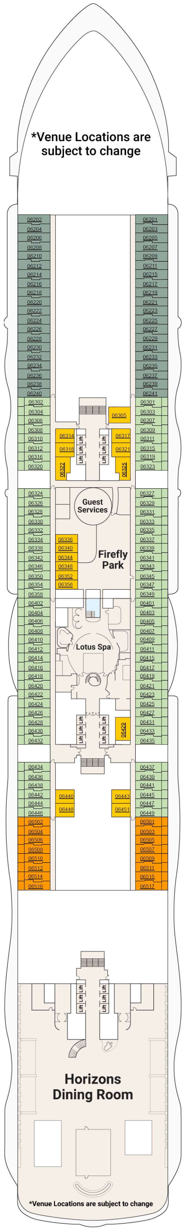 Deck plan for Deck 6