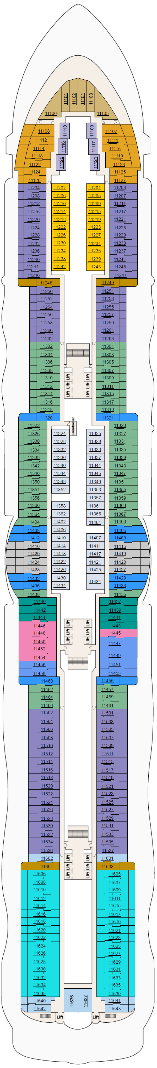 Deck plan for Deck 11