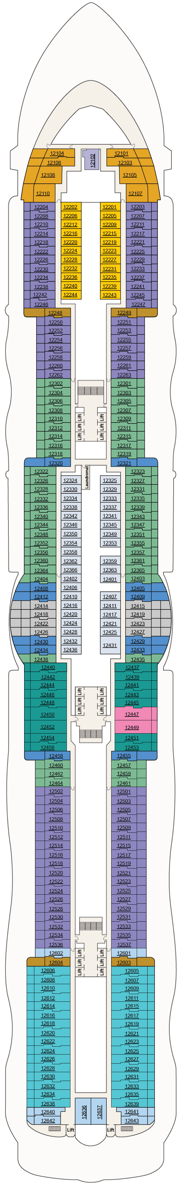 Deck plan for Deck 12