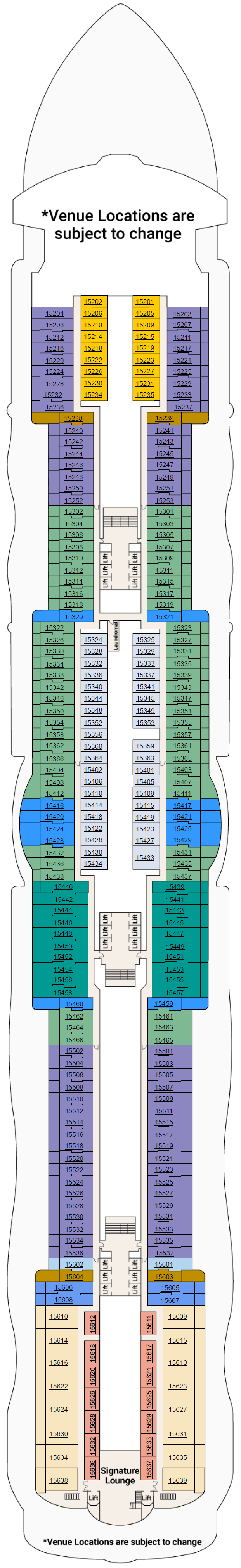 Deck plan for Deck 15