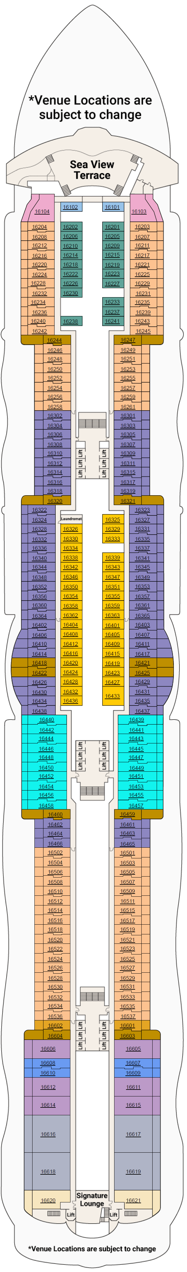 Deck plan for Deck 16