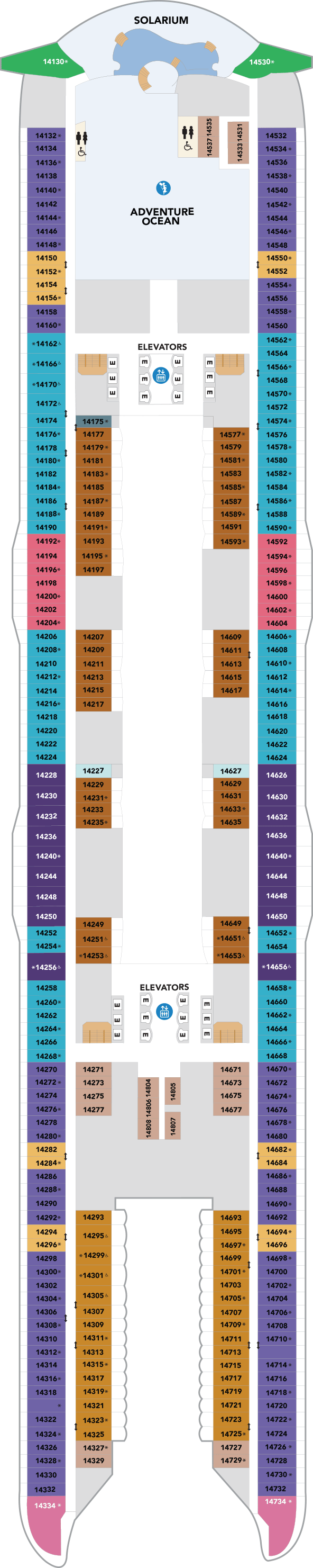 Deck plan for Deck 14