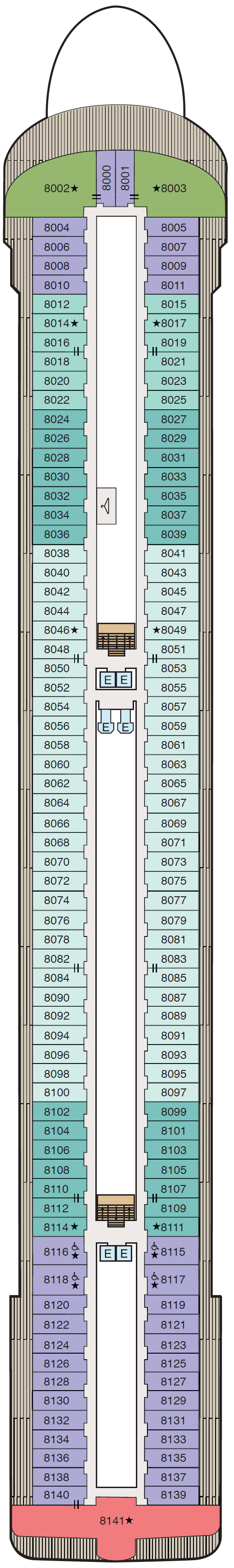 Deck plan for Deck 8