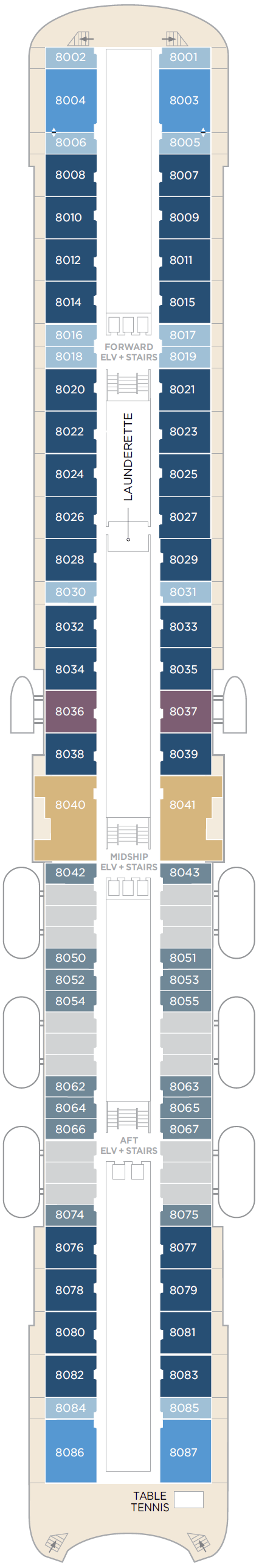 Deck plan for Deck 8