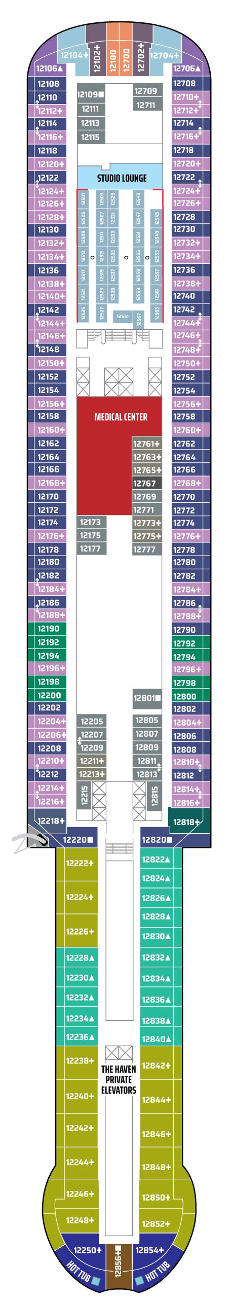 Deck plan for Deck 12