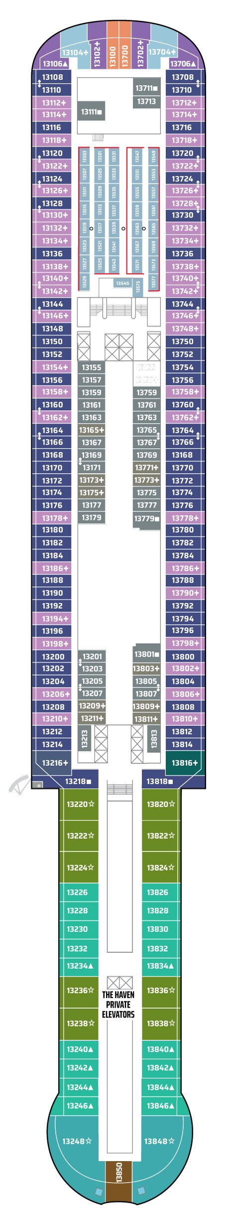 Deck plan for Deck 13