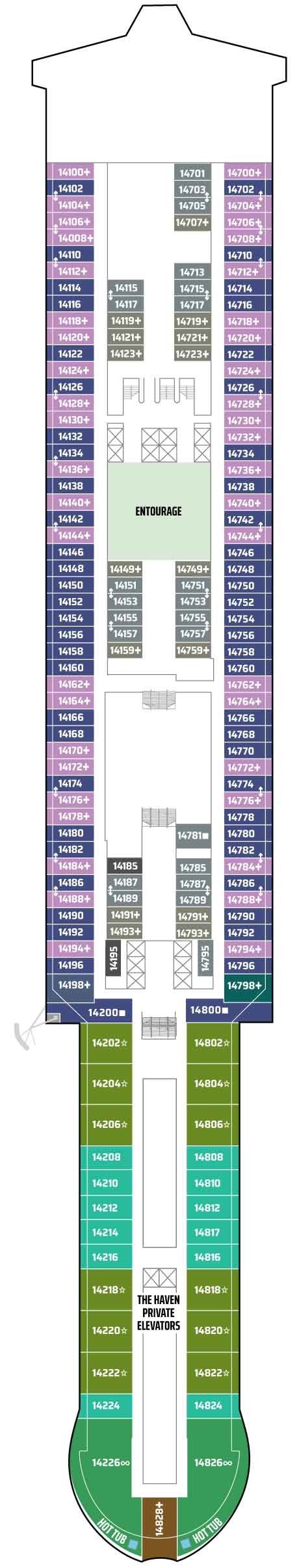 Deck plan for Deck 14