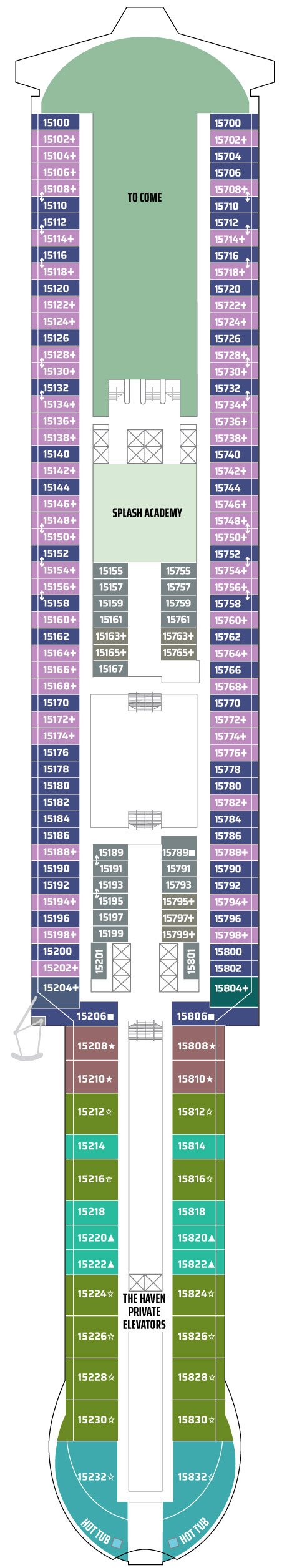 Deck plan for Deck 15
