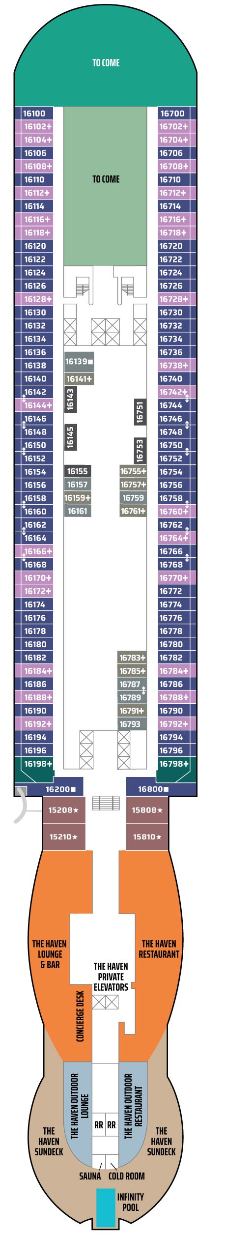 Deck plan for Deck 16