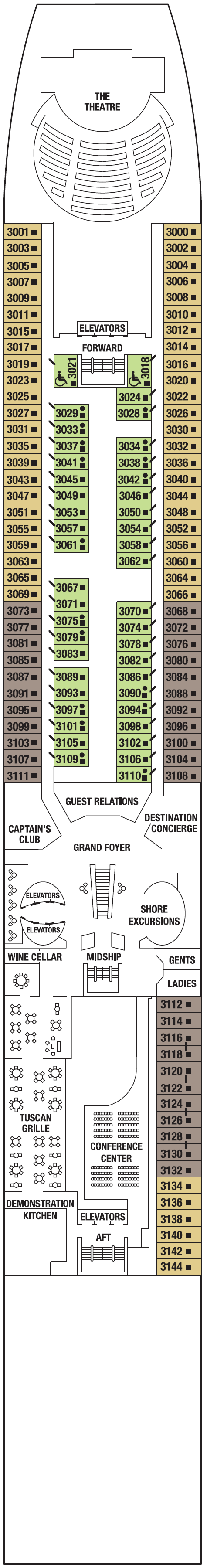 Deck plan for PLAZA DECK 3