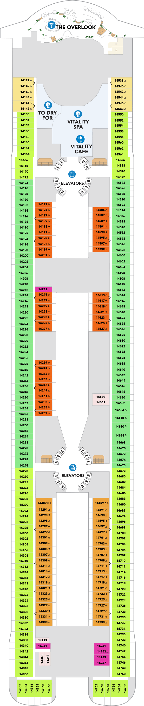 Deck plan for Deck 14
