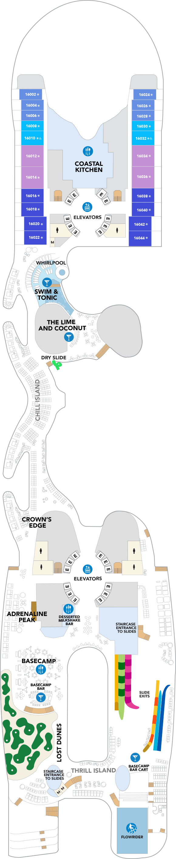 Deck plan for Deck 16