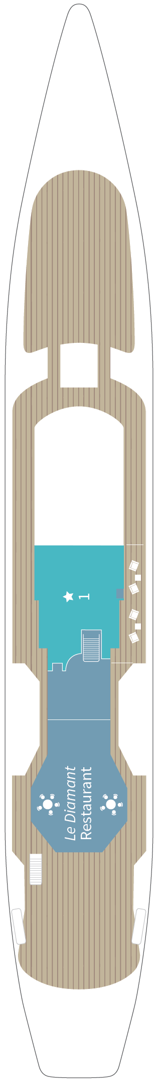 Le Ponant deck plan — Deck 4 - Zephyr