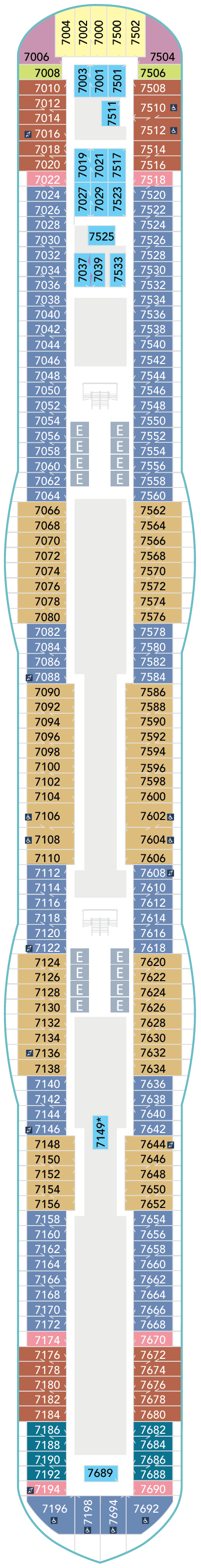 Deck plan for Deck 7