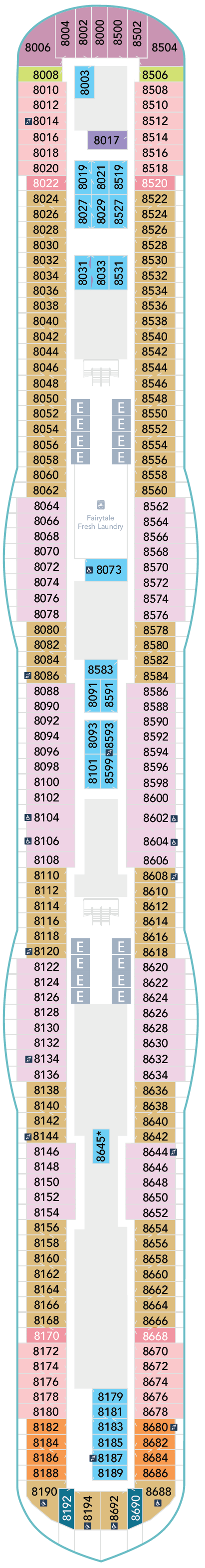 Deck plan for Deck 8
