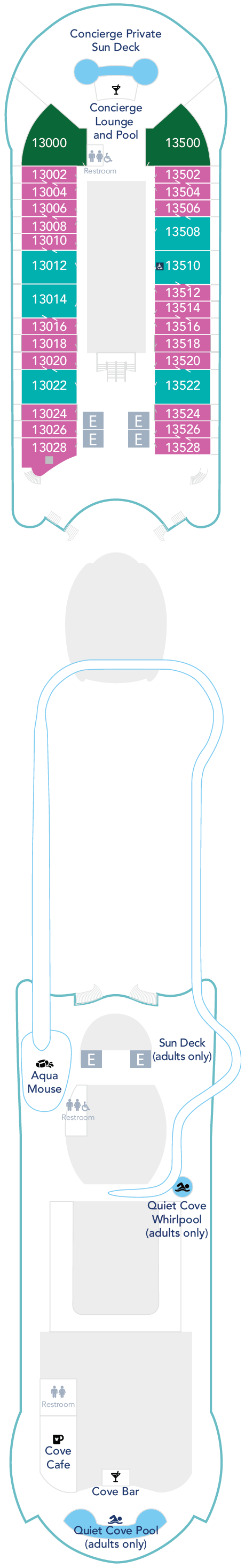 Deck plan for Deck 13