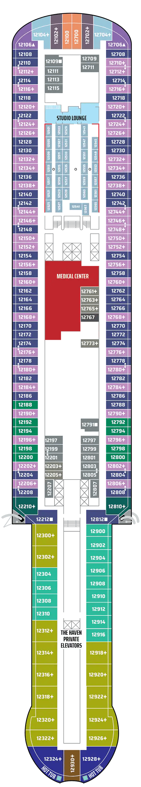 Deck plan for Deck 12