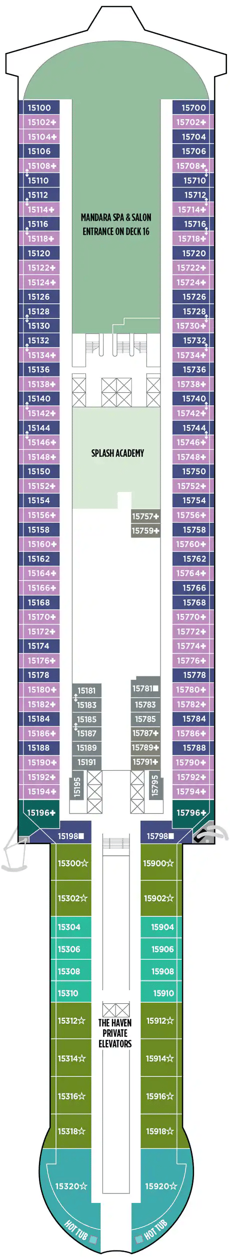 Deck plan for Deck 15