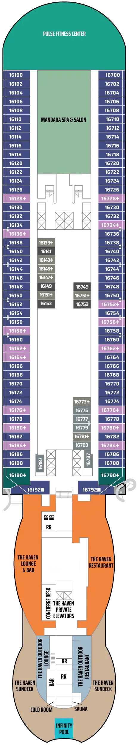 Deck plan for Deck 16
