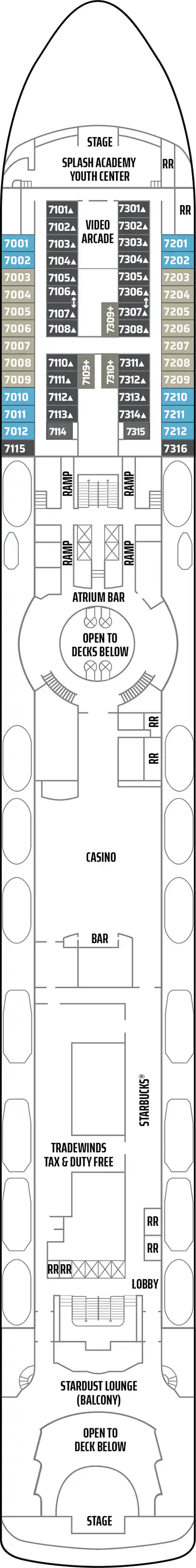 Deck plan for Deck 7
