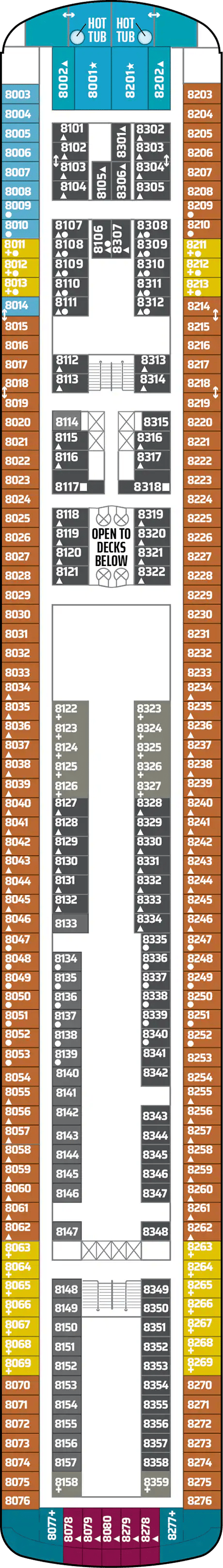 Deck plan for Deck 8