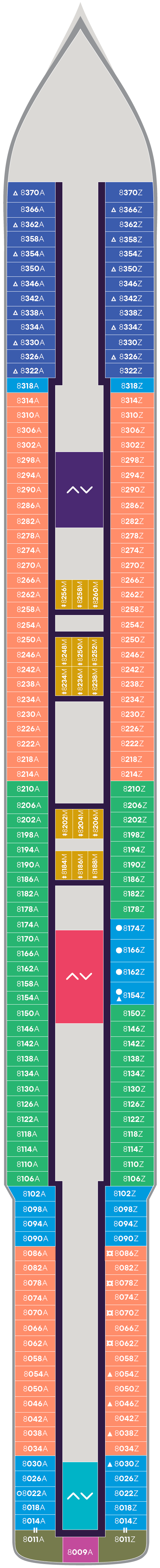Deck plan for Deck 8