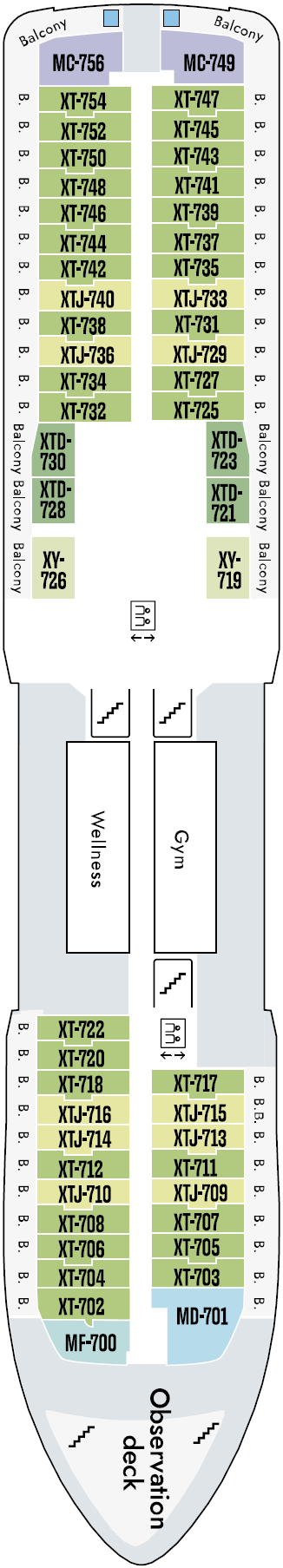 Deck plan for Deck 7