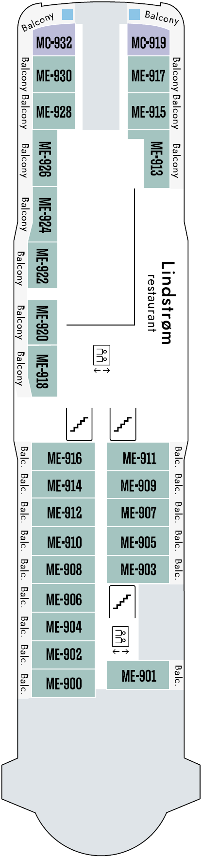 Deck plan for Deck 9