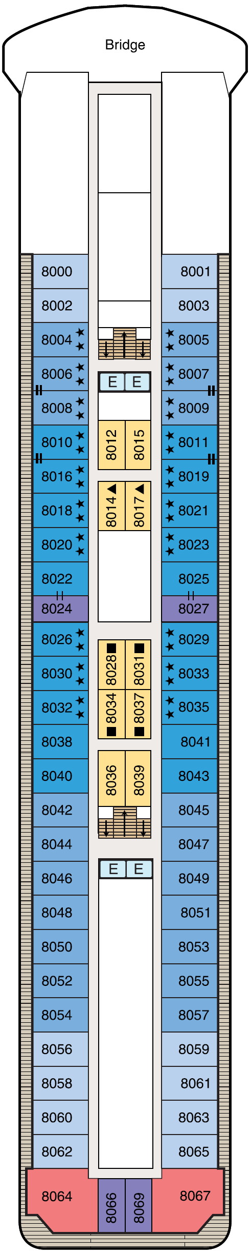 Deck plan for Deck 8