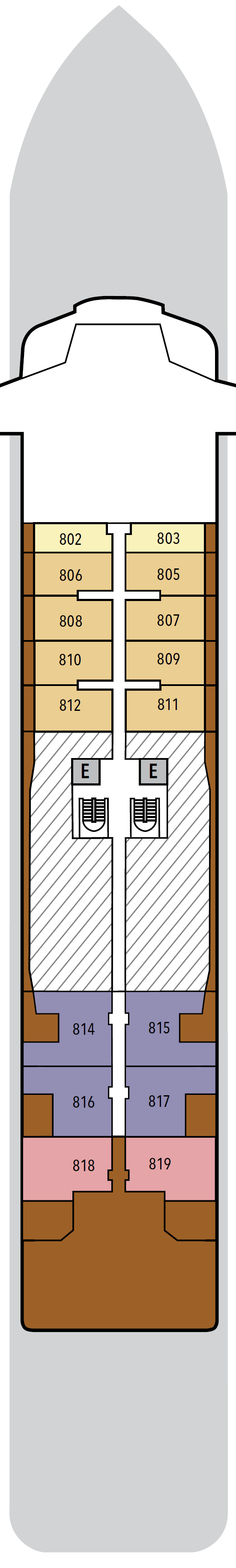 Deck plan for Deck 8