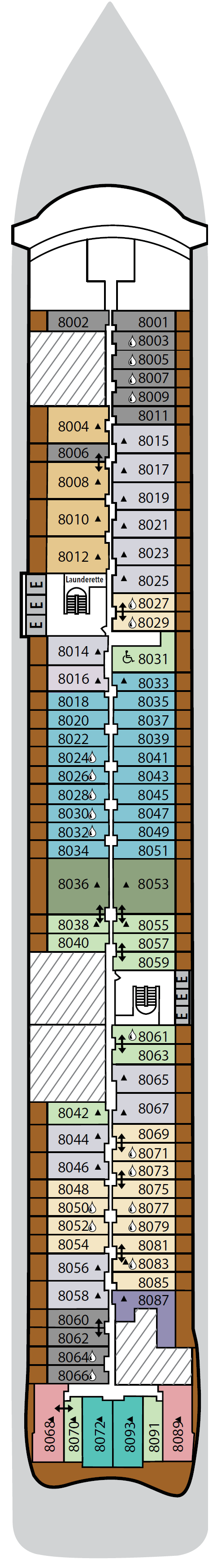 Deck plan for Deck 8