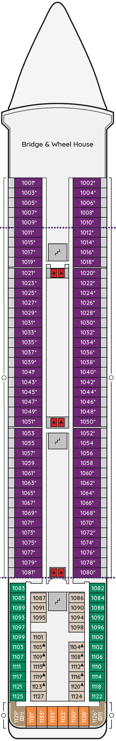 Deck plan for Ambassador Deck 10