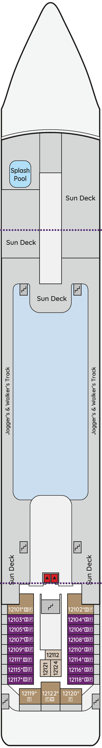 Deck plan for Sun Deck 12