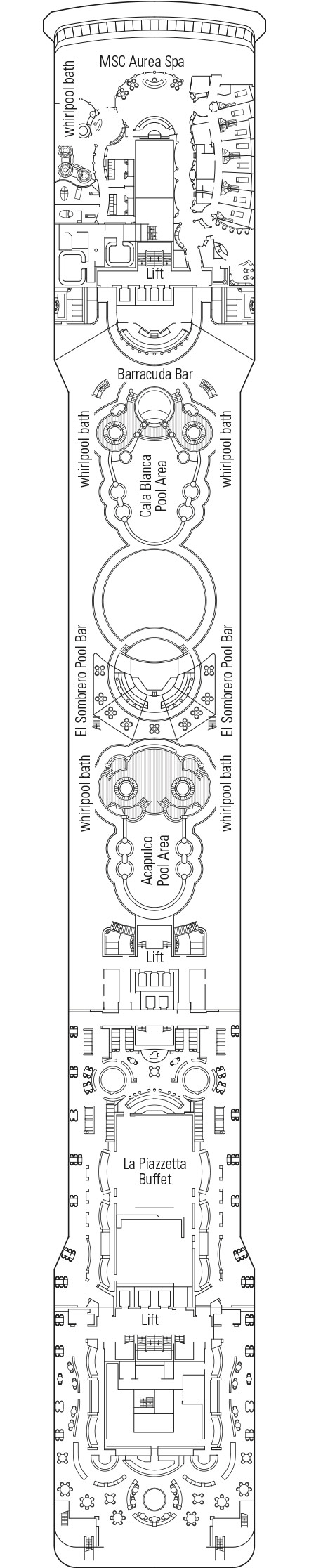Deck plan for Deck 13 - Mandolino