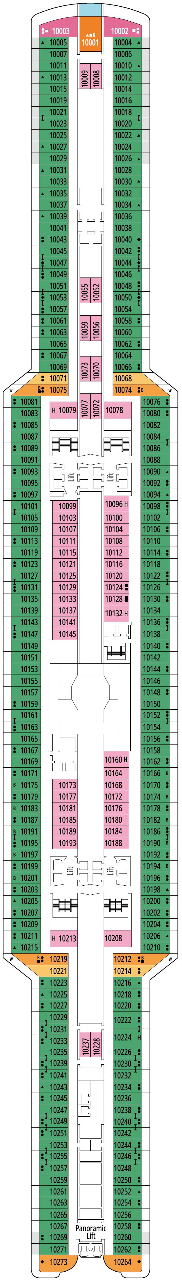 Deck plan for Deck 10 - Maspalomas