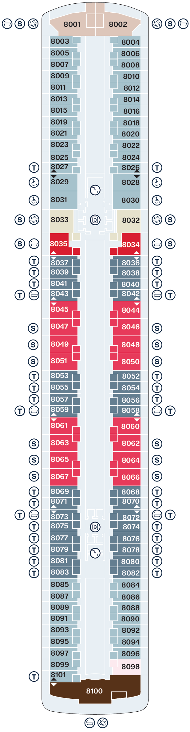 Deck plan for Deck 8