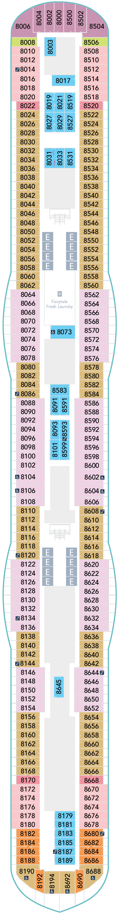 Deck plan for Deck 8