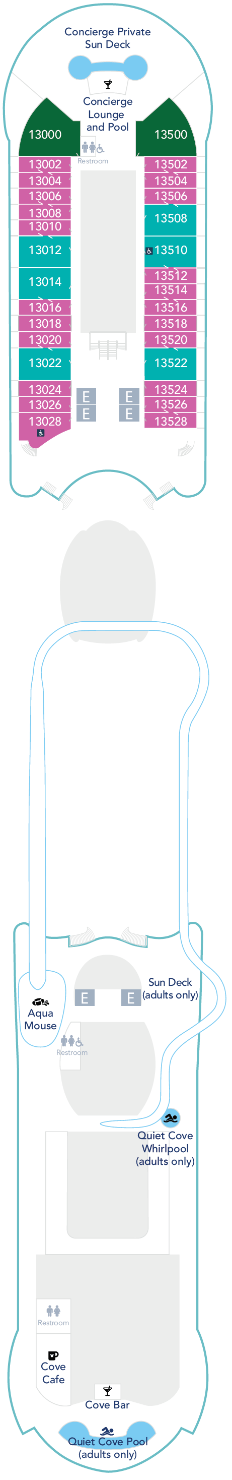 Deck plan for Deck 13