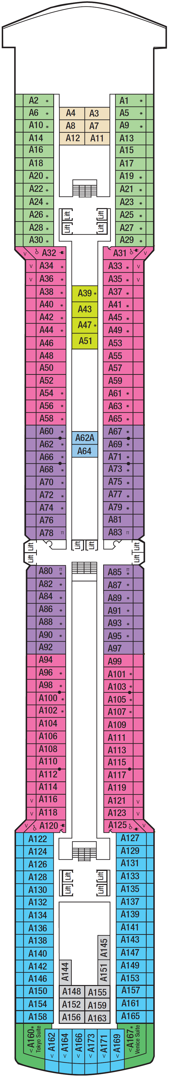 Deck plan for Deck 8 - A