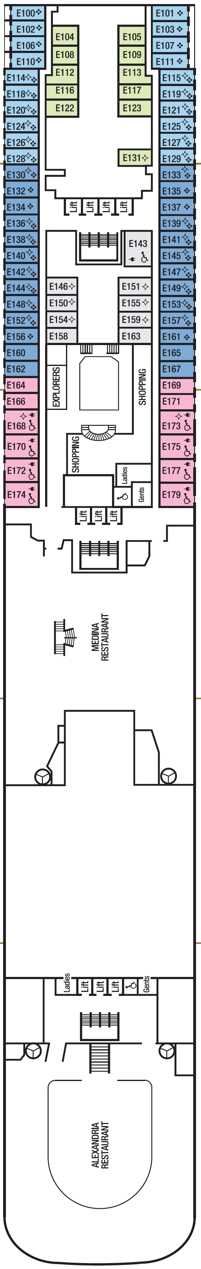 Deck plan for Deck 6 - E