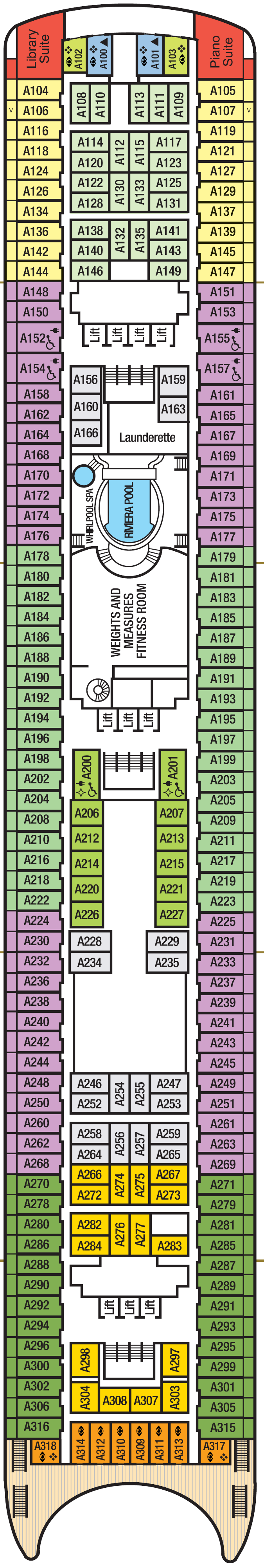 Deck plan for Deck 11 - A