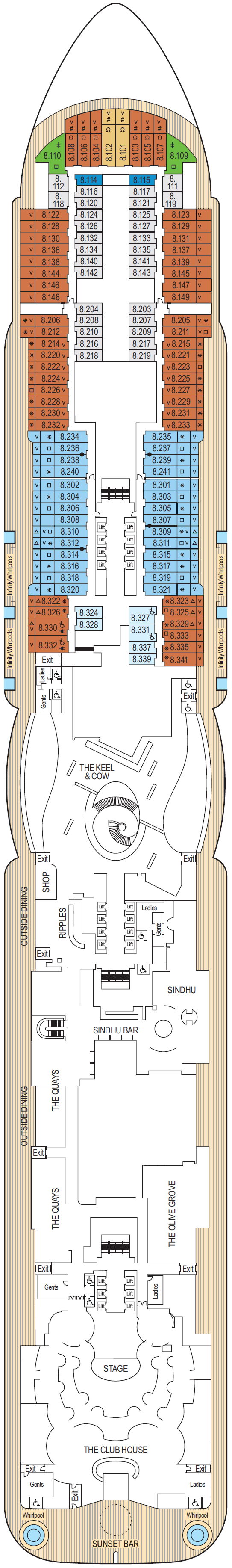Deck plan for Deck 8 - Promenade