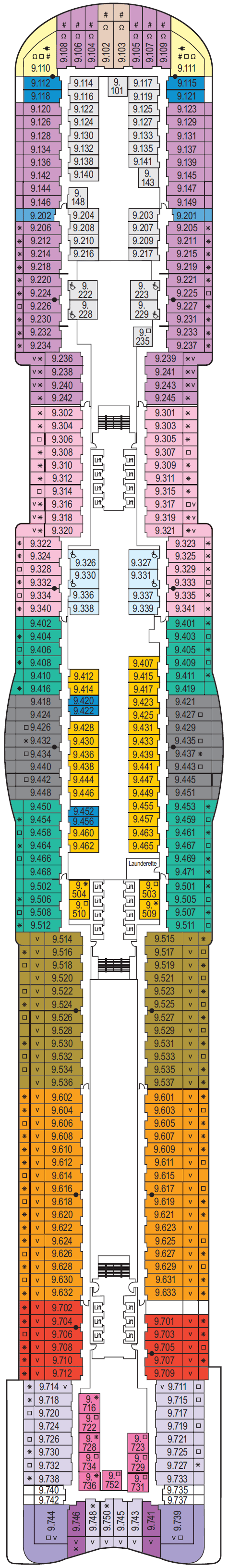 Deck plan for Deck 9