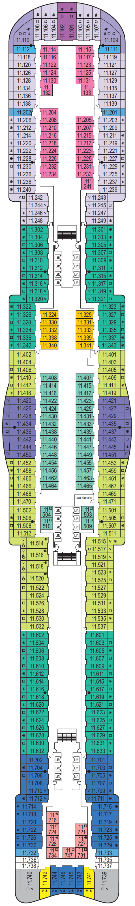 Deck plan for Deck 11