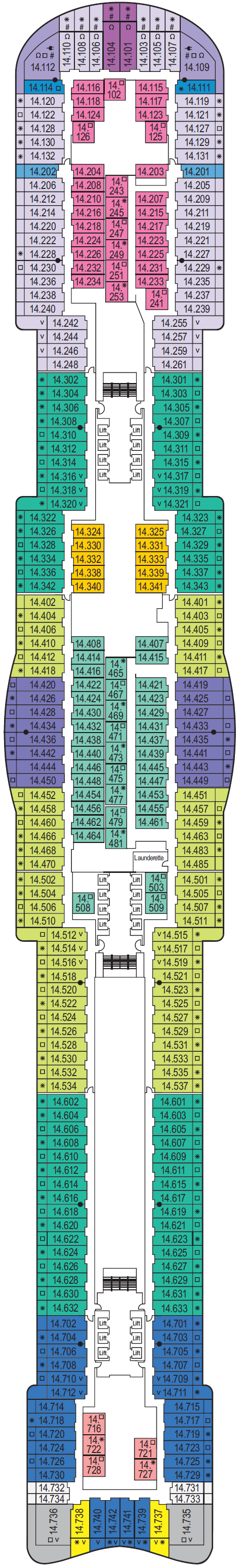 Deck plan for Deck 14