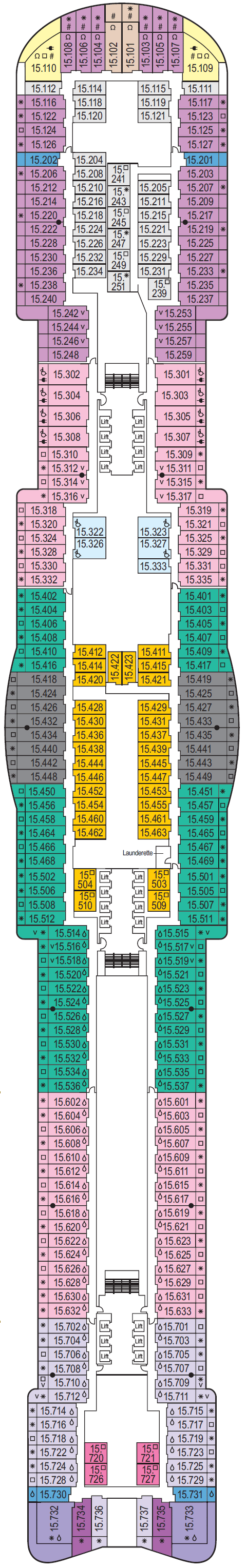 Deck plan for Deck 15