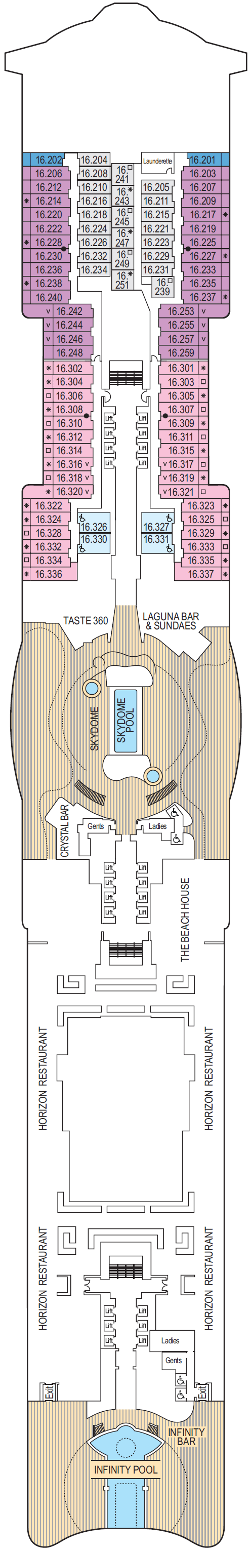 Deck plan for Deck 16 - Lido