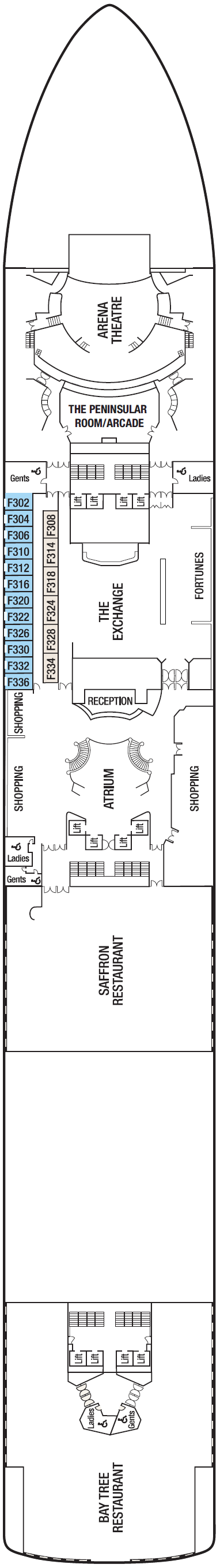 Deck plan for Deck 6 - F